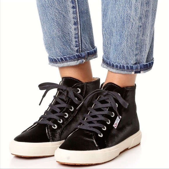 Superga Shoes - Black Suoerga leather high tops. Size 8